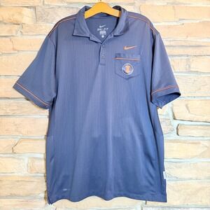 Nike Dri Fit Illinois Fighting Illini Polo Shirt Mens XL Navy Orange Golf Casual